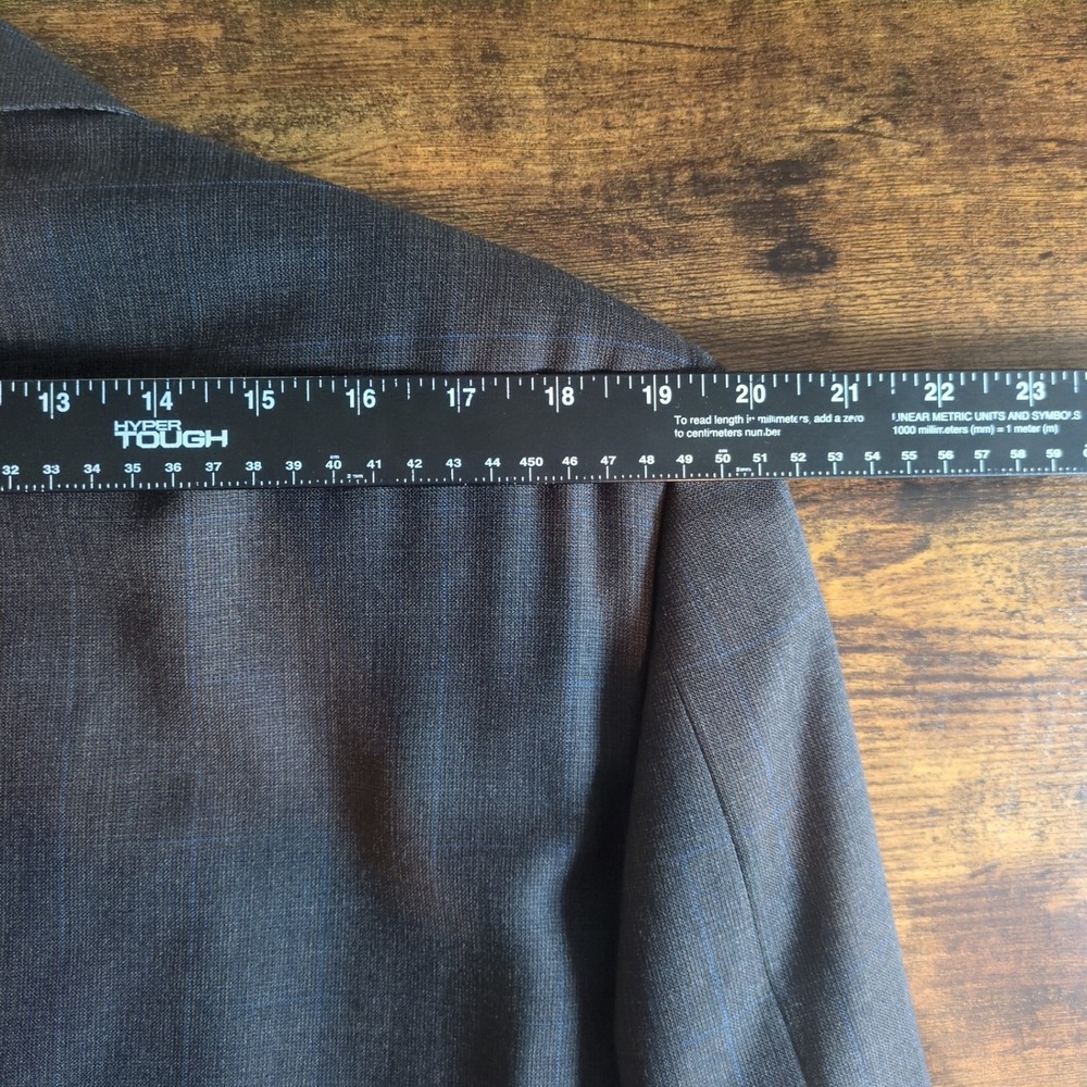 Ermenegildo Zegna Mens Brown‎ Blue Windowpane 100% Wool 3 Button Blazer 46R - Picture 14 of 16